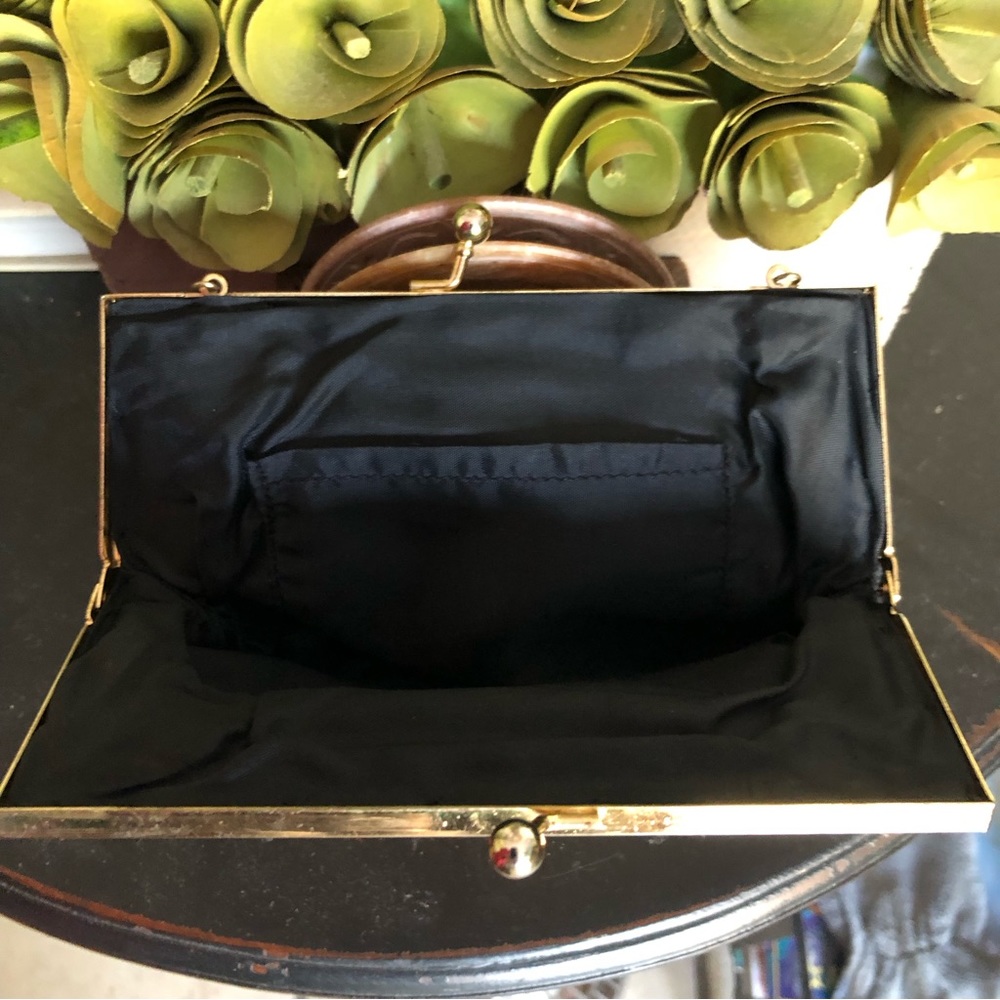 🥳HP  Vintage Black Petit Point Bag ,tapestry handbag - Picture 2 of 7